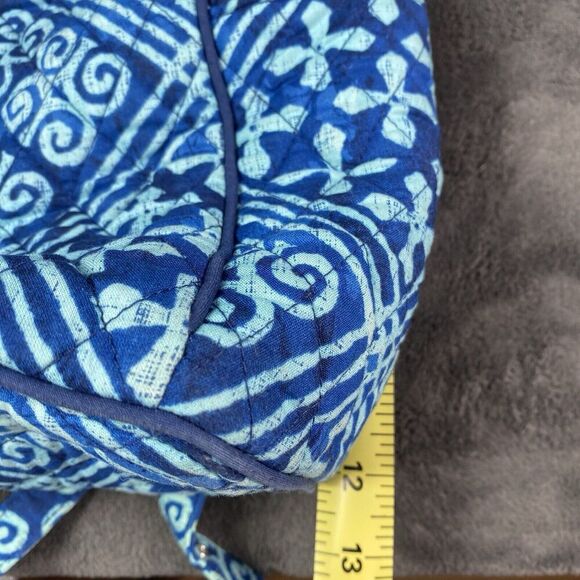Vera Bradley Cuban Tiles Cotton Backpack Medium Blue Turquoise Straps 14"x12"x5" - Picture 12 of 14